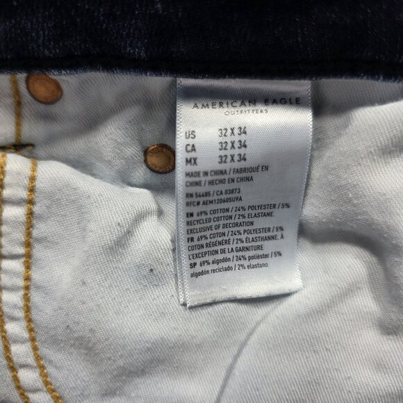American Eagle Slim Jeans Mens Size 32x34 Dark Wash Airflex+ Temp Tech - Picture 7 of 11